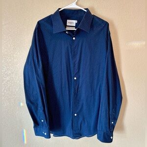 Goodfellow & Co Navy Polka Dot Button Down Shirt Size XL- 32”L 23”W like new